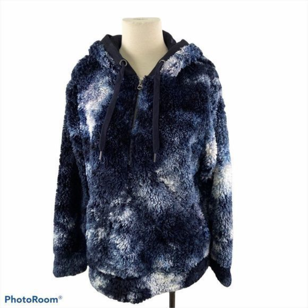 NWT TE VERDE Blue Tie Dye Teddy Bear Hoodie‎